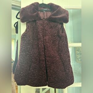 Catherine Malandrino Burgundy Faux Fur Vest